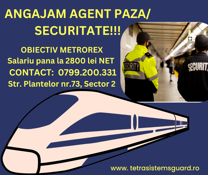 Agenti de paza/ securitate pentru obiectivul Metrorex.